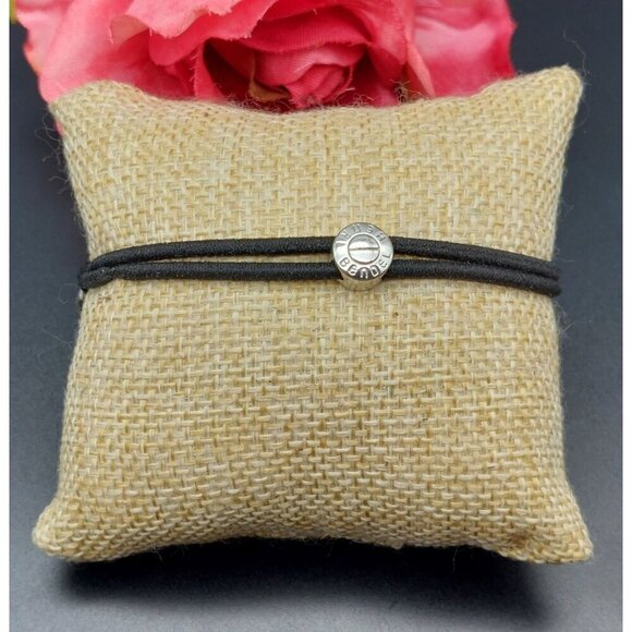 Henri Brendel Silver Tone Cable Chain Bracelet Black Elastic Back One Size - Picture 5 of 9